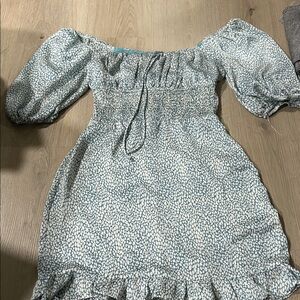 Chic Off-Shoulder Dress - Blue and White